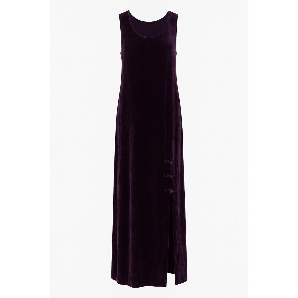 Kleen Purple Velvet Burnout Maxi Dress Sleeveless Silk Evening Whimsigoth M